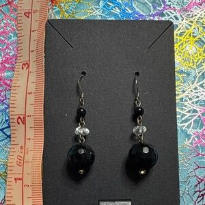 🖤Chic Black and Silver Beaded Earrings🖤